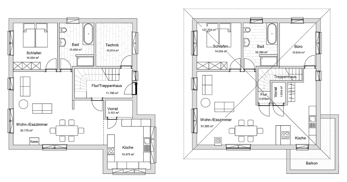 Das KfW-55-Zweifamilienhaus von Holzbau Buss bietet eine Wohnfläche von mehr als 180 Quadratmetern. Bilder: Holzbau Buss