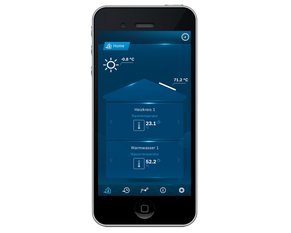 Über die Buderus App MyDevice kann der Nutzer unter anderem Zeitintervalle und Warmwassertemperaturen festlegen. Bild: Buderus